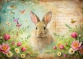 Elegant Easter Bunny Pattern Layout Customizable Design for VintageThemed Easter Cards Invitations and More Royalty Free Stock Photo
