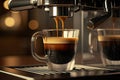 Exquisite Espresso Delight: A Professional Coffee Machine Crafting a Perfect Cup in a Glass, created with Generative AI