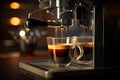 Exquisite Espresso Delight: A Professional Coffee Machine Crafting a Perfect Cup in a Glass, created with Generative AI