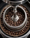 Exquisite Essence: A Cup Overflowing with Freshly Roasted Coffee Beans