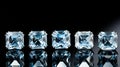 Exquisite Exhibition: Row Of Five Blue Topaz Diamonds In Quadratura Style