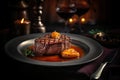 An Exquisite Expensive Steak on a Plate of Opulence. Generative AI