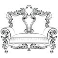 Exquisite Fabulous Imperial Baroque armchair engraved. Vector French Luxury rich intricate ornamented structure