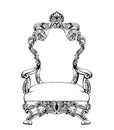 Exquisite Fabulous Imperial Baroque armchair engraved. Vector French Luxury rich intricate ornamented structure