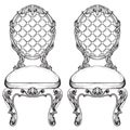 Exquisite Fabulous Imperial Baroque chairs in luxurious fabric ornament. Vector French Luxury rich intricate structure