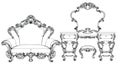 Exquisite Fabulous Imperial Baroque furniture and dressing table engraved. Vector French Luxury rich intricate