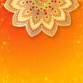 Exquisite flower design on orange blurred background.