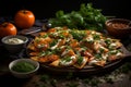 Exquisite food photography captivating image of delectable cheese nachos with gourmet presentation
