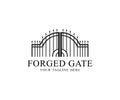 Exquisite forged elements of metal fencing, vintage forged ornamental handrails decoration logo design. Artistic forging, Gate.