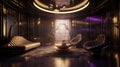 Champagne Gold and Dark Purple: A Stunning Futuristic Interior Design Experience