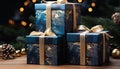 Exquisite Gift Boxes: A Stunning Display of Blue, Gold, and Fine