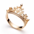 Exquisite Gold Crown Ring - Meticulously Designed For Romantic Elegance