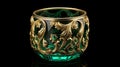 Exquisite Gold Ornate Drink Glass With Emerald Design