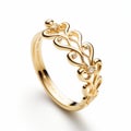Exquisite Gold Ring With Diamond Details And Leaf Motif