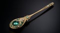 Exquisite Gold Spoon With Emerald Stone - Inspired By J. Scott Campbell