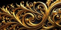 Exquisite Gold Swirls on a Luxurious Black Background Architectural Design Inspiration and Visual Effects Royalty Free Stock Photo
