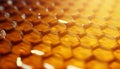 Exquisite golden honey and intricate honeycomb pattern on a sleek and stylish modern background