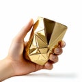 Exquisite Golden K Cup With Multifaceted Geometry - Unique Handcrafted Design