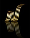 exquisite golden letter N with a curve line