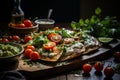 Exquisite gourmet food photography showcasing intricate detail of delicious cheese nachos