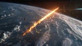Exquisite graphic a burning asteroid falling from the sky, seen over earth's surface Royalty Free Stock Photo