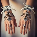 Elegant bridal hand jewelry with intricate beading and bow accents for a luxurious touch Royalty Free Stock Photo