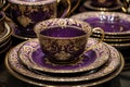 Exquisite hand-painted dinnerware, Enigmatic, amethyst purple