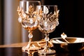 exquisite handmade crystal wine glasses with inlaid stones and precious metals