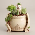 Exquisite Handmade Flowerpot With Cute Dog Design