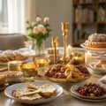 Exquisite Iftar Feast: Middle Eastern Delights in a Luxurious Setting Royalty Free Stock Photo