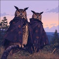 Elegant Owl Pair: Perfect for Marketing & Wildlife Campaigns