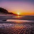 Tidal Canvas, Low Tide Sunset and Sand Ripples Royalty Free Stock Photo