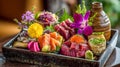 Exquisite Japanese sashimi platter with fresh seafood Royalty Free Stock Photo