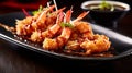 An exquisite Japanese-style prawn dish: succulent tempura-battered prawns, fried to golden crisp