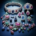 Exquisite Jewelry Collection with Vibrant Gemstones and Captivating Melody Royalty Free Stock Photo