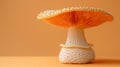 Exquisite king trumpet mushroom pleurotus eryngii on a graceful pastel colored background