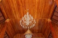 Exquisite lamps, ceiling fixtures, wooden panel background, beautiful home decoration.