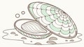 Exquisite Line Art of Two Clamshells on a Textured Surface, vector design Generative AI Royalty Free Stock Photo