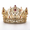 Exquisite Maharani Crown With Gold And Red Stones