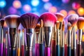 Exquisite Makeup Brush Kit A Professional Artists Essential Collection in a Luxurious Setting Ideal for Makeup Royalty Free Stock Photo