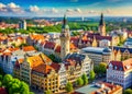 An Exquisite Miniature Leipzig Cityscape Two Towering Structures Captured in Stunning TiltShift Photography Royalty Free Stock Photo