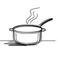 An exquisite and minimalistic portrayal of a saucepan, incorporating gracefully sketched elements such as a lid.
