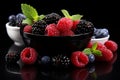 Exquisite morning delight. a colorful array of fresh berries on a pristine white surface