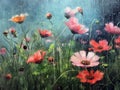 Oil painting - Rainy day flowers Royalty Free Stock Photo