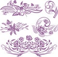 Exquisite Ornamental Floral Designs Vinyl Ready Vector Royalty Free Stock Photo