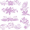 Exquisite Ornamental Floral Designs Vinyl Ready Vector