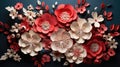 Exquisite Paper Crafted Flowers Celebrating Chinese Spring Festival GenerativeAI
