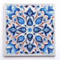 Exquisite Persian Handmade Tile With Majestic Designs On White Background