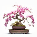 Japanese-inspired Orchid Bonsai Tree: Traditional Oil Painting Style