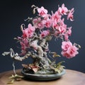 Exquisite Pink Orchid Bonsai Tree: Darktable Processing And Organic Sculpting